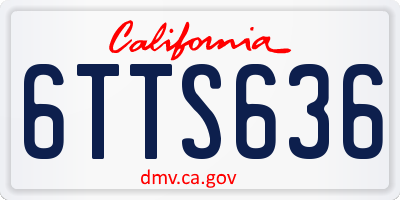 CA license plate 6TTS636
