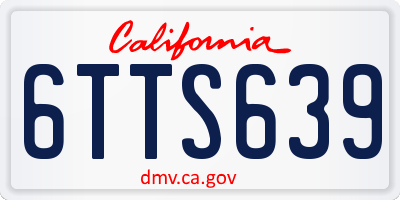 CA license plate 6TTS639