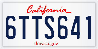 CA license plate 6TTS641