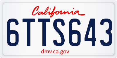 CA license plate 6TTS643