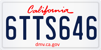 CA license plate 6TTS646