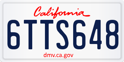 CA license plate 6TTS648
