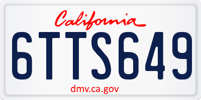 CA license plate 6TTS649