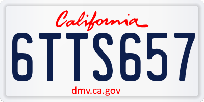 CA license plate 6TTS657