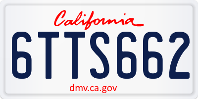 CA license plate 6TTS662