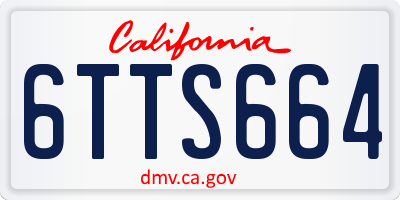 CA license plate 6TTS664