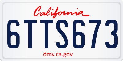 CA license plate 6TTS673