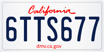 CA license plate 6TTS677