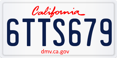 CA license plate 6TTS679