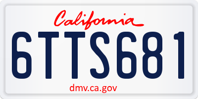 CA license plate 6TTS681