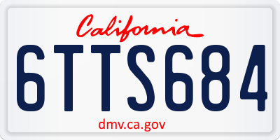 CA license plate 6TTS684