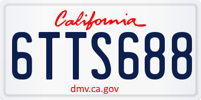 CA license plate 6TTS688