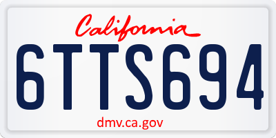 CA license plate 6TTS694