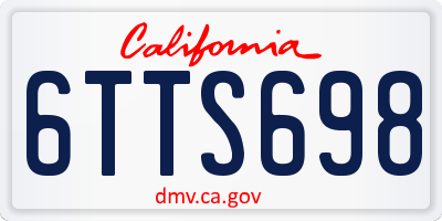 CA license plate 6TTS698