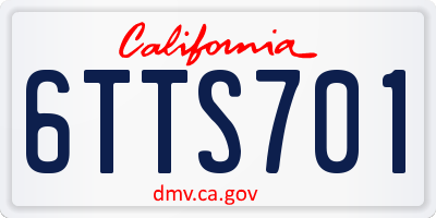 CA license plate 6TTS701