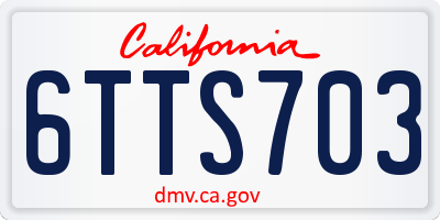 CA license plate 6TTS703