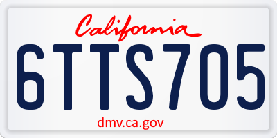 CA license plate 6TTS705