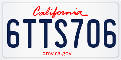 CA license plate 6TTS706