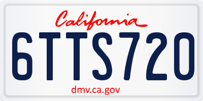 CA license plate 6TTS720