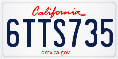 CA license plate 6TTS735