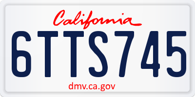 CA license plate 6TTS745