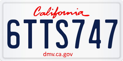 CA license plate 6TTS747