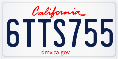 CA license plate 6TTS755