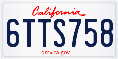 CA license plate 6TTS758