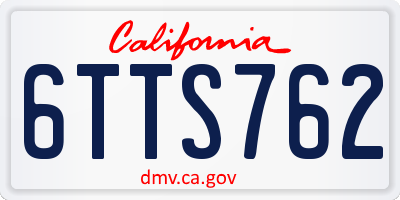 CA license plate 6TTS762