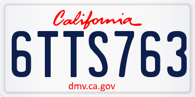 CA license plate 6TTS763