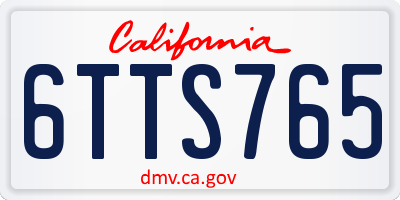 CA license plate 6TTS765
