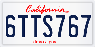 CA license plate 6TTS767