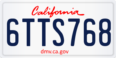 CA license plate 6TTS768