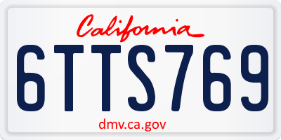 CA license plate 6TTS769