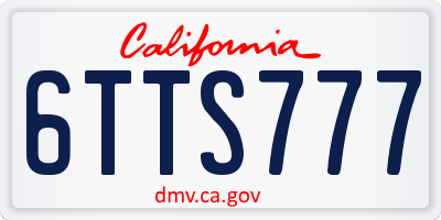 CA license plate 6TTS777