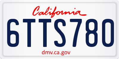 CA license plate 6TTS780