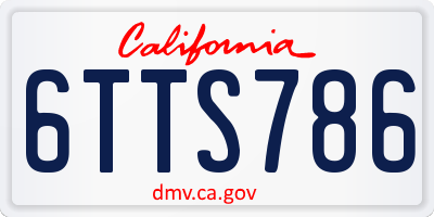 CA license plate 6TTS786