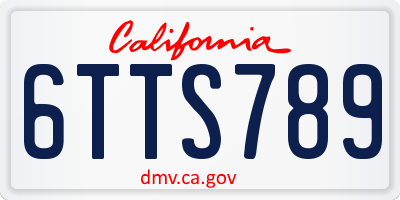 CA license plate 6TTS789
