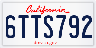 CA license plate 6TTS792