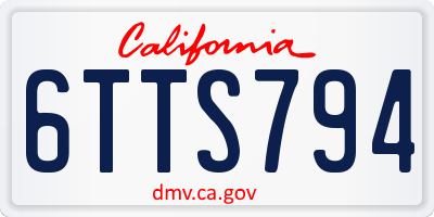 CA license plate 6TTS794
