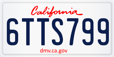 CA license plate 6TTS799