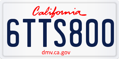 CA license plate 6TTS800