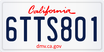 CA license plate 6TTS801