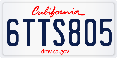 CA license plate 6TTS805