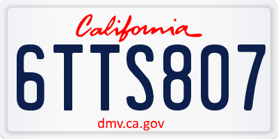 CA license plate 6TTS807