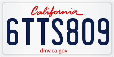 CA license plate 6TTS809