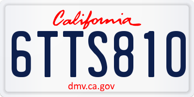 CA license plate 6TTS810