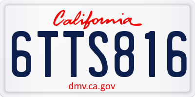 CA license plate 6TTS816