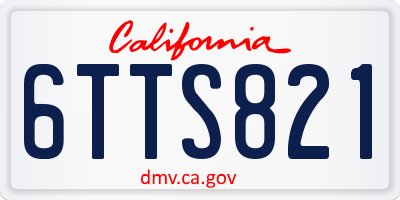 CA license plate 6TTS821