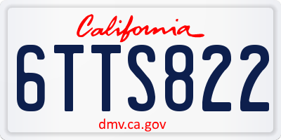 CA license plate 6TTS822
